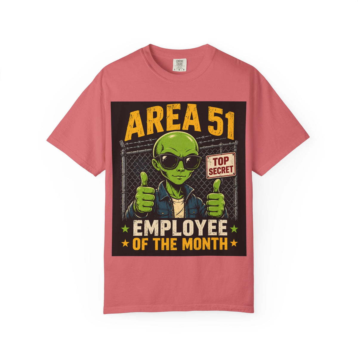 Area 51 Employee of the Month T-Shirt | Alien Thumbs Up Top Secret Design