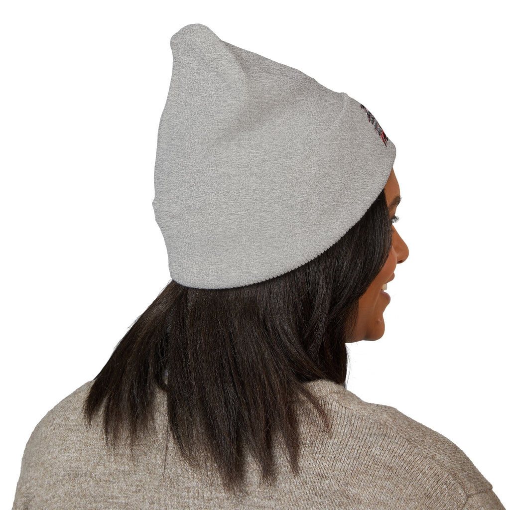 Embroidered 'Love' Script Cuffed Beanie - Classic Knit Winter Hat