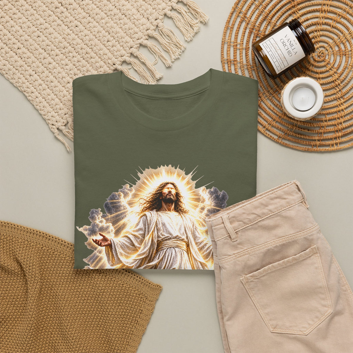 Jesus Ascending from Clouds Christian Faith T-Shirt