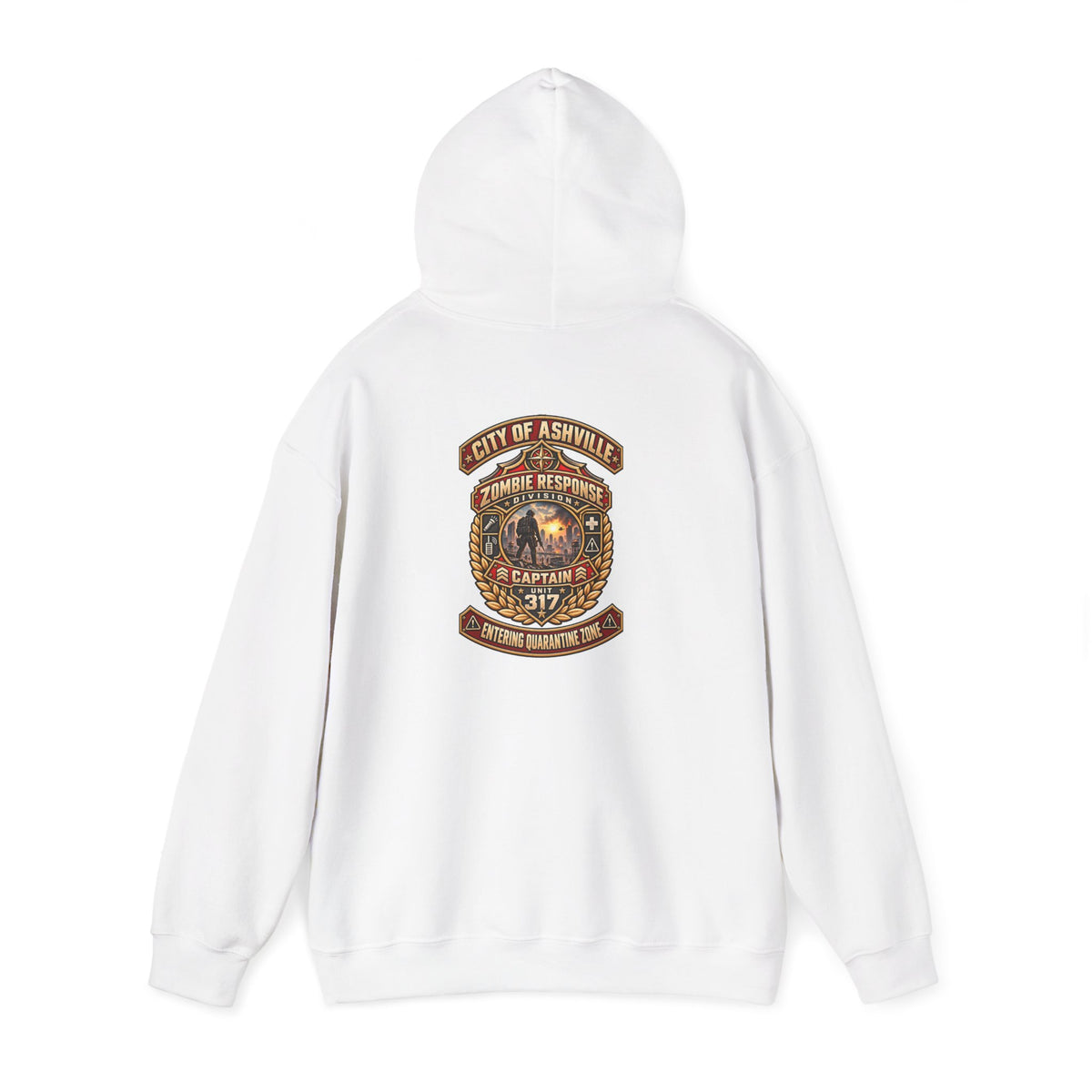 Vintage Firefighter Captain Emblem Hooded Sweatshirt