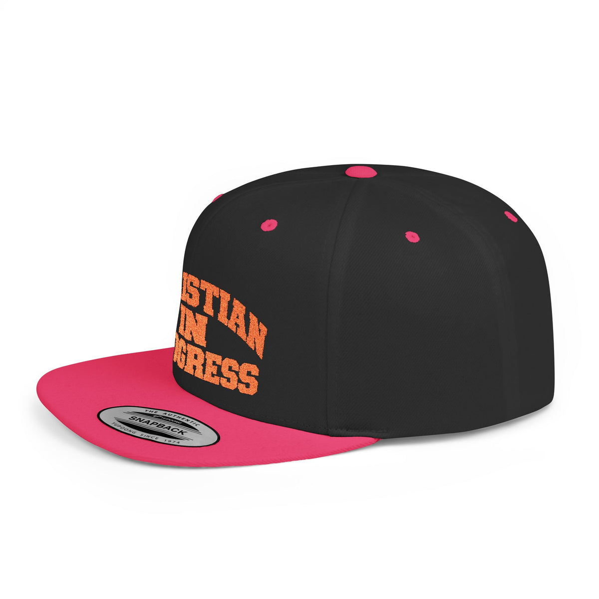 Snapback Hat — "Christian In Progress" Embroidered Flat Bill
