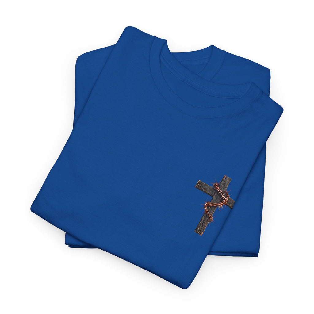 Christian Cross Chest Tee — Small Floral Cross T-Shirt