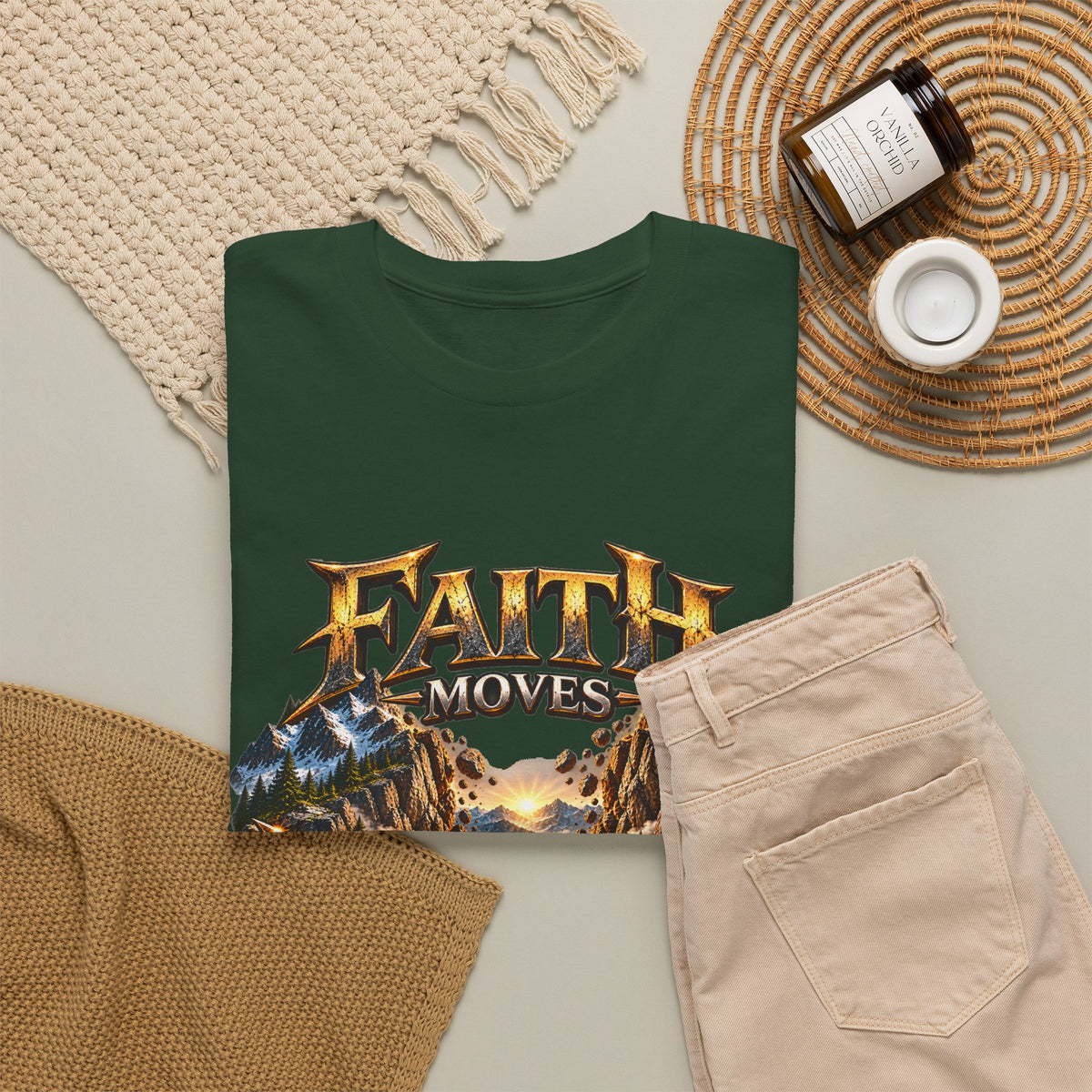 Faith Moves Mountains Inspirational Christian T-Shirt