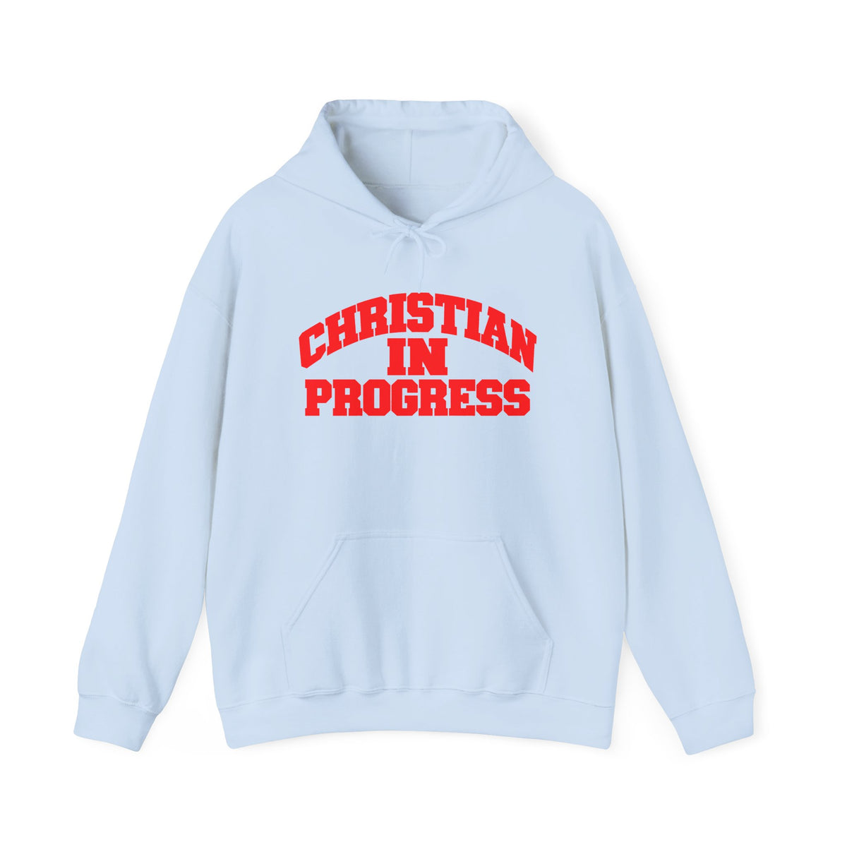Christian in Progress hoodie | Faith graphic sweatshirt, colorful back print