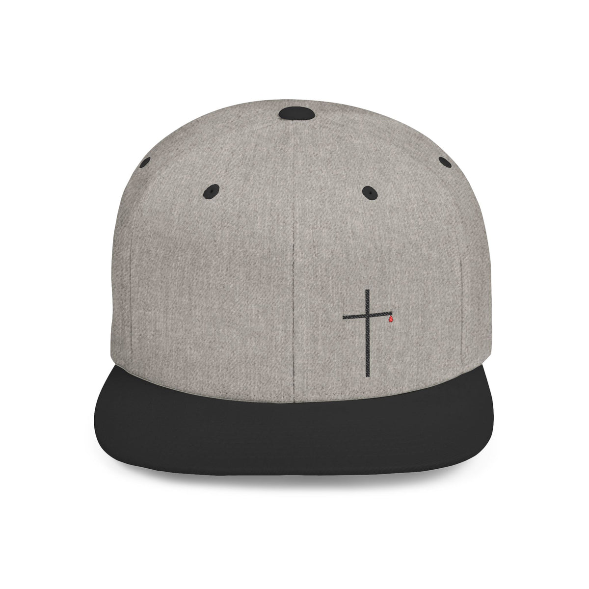 Embroidered Cross Snapback Hat — Minimal Christian Flat Bill Cap