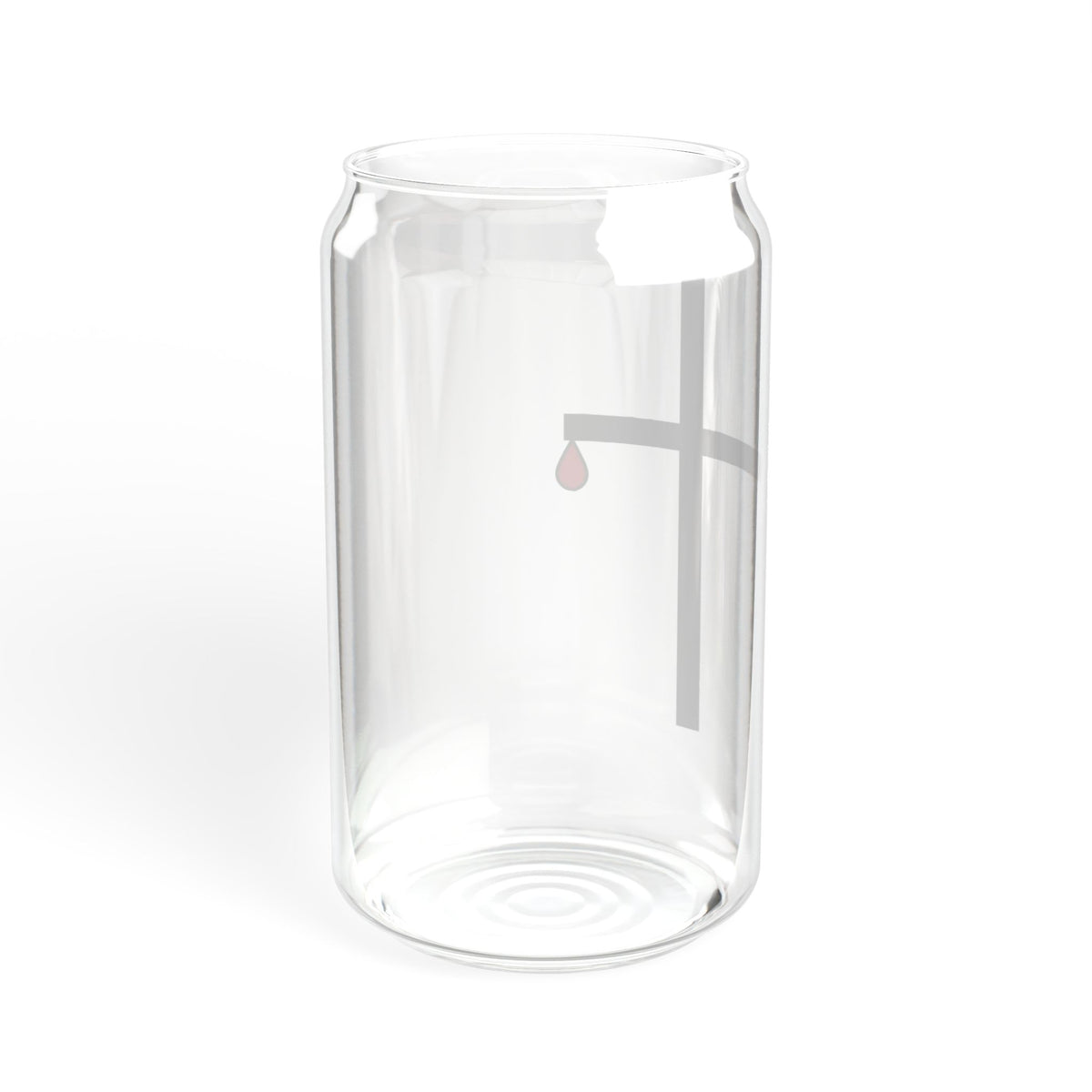 Minimalist Black Cross with Red Teardrop Sipper Glass