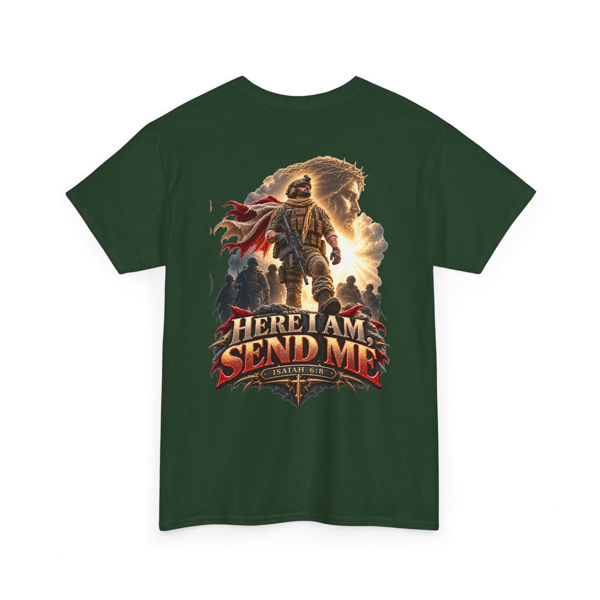 Here I Am, Send Me — Isaiah 6:8 Christian Warrior T-Shirt
