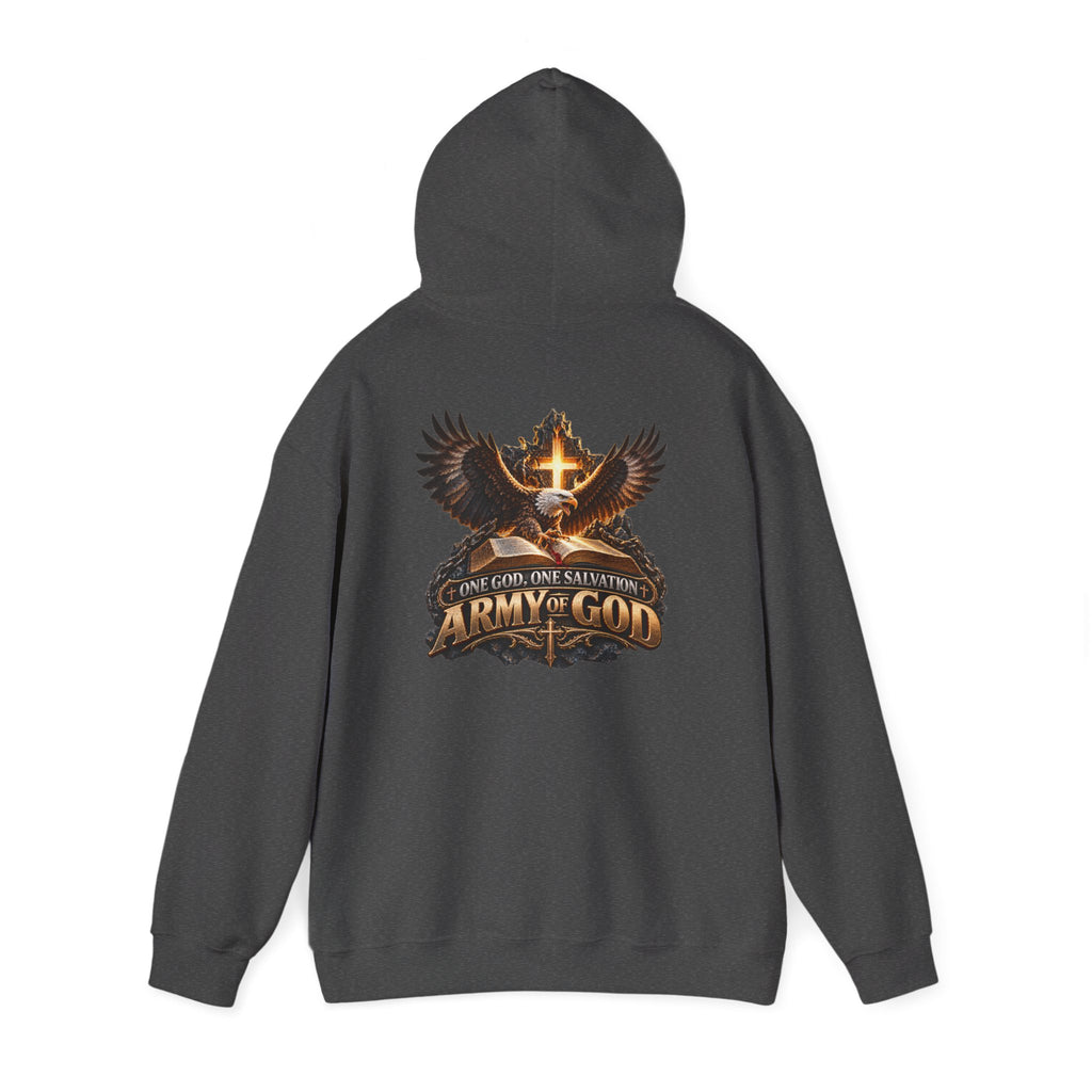 Army of God Christian Cross Hoodie — One God, One Salvation Graphic Sweatshirt