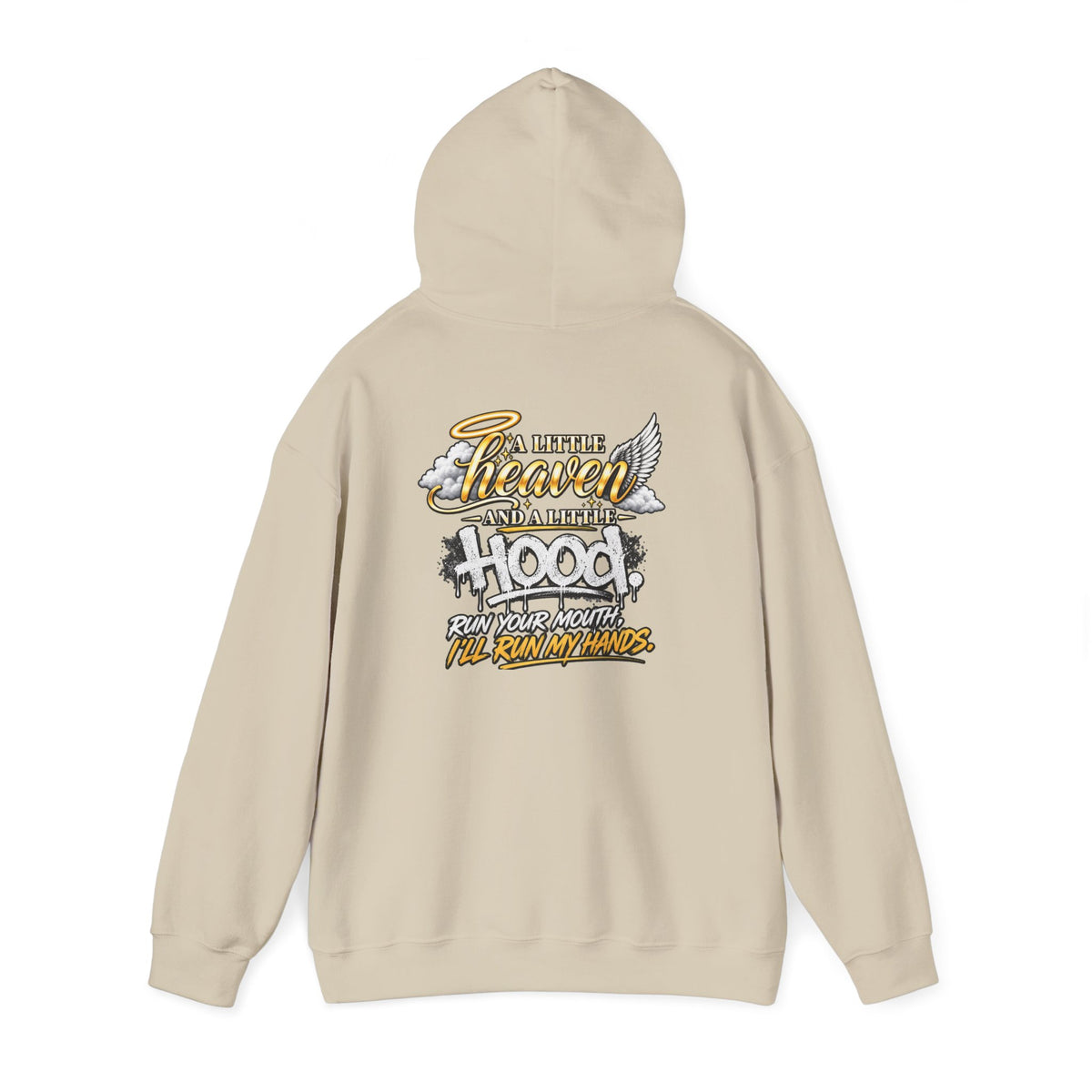 Christian In Progress hoodie | Faith Script Front, Heaven Graphic Back