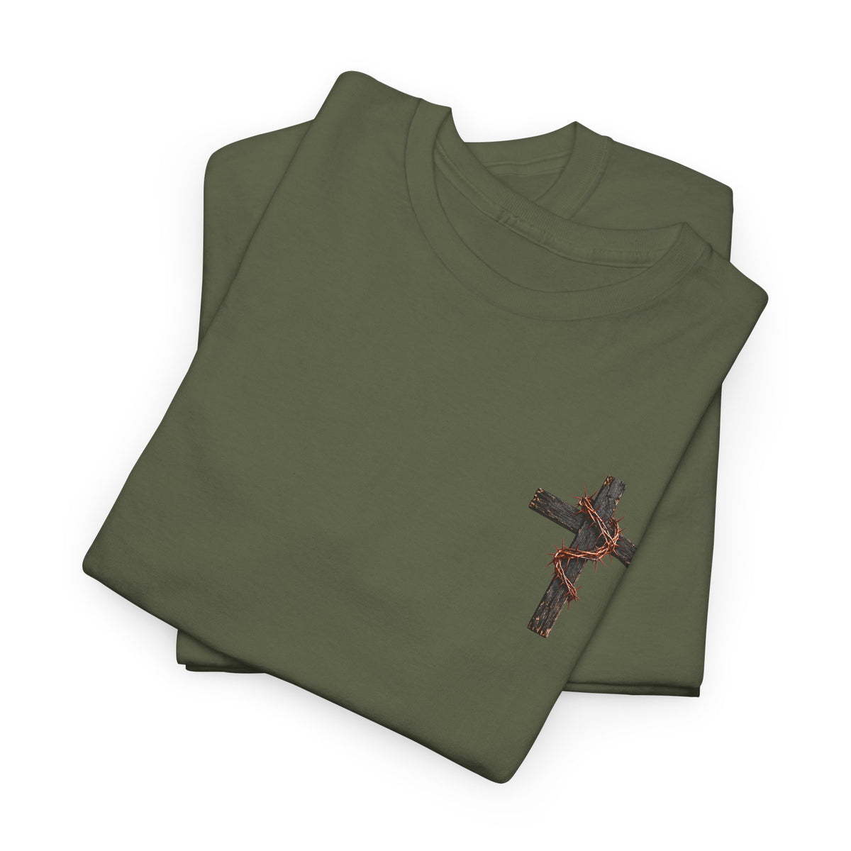 Christian Cross Chest Tee — Small Floral Cross T-Shirt