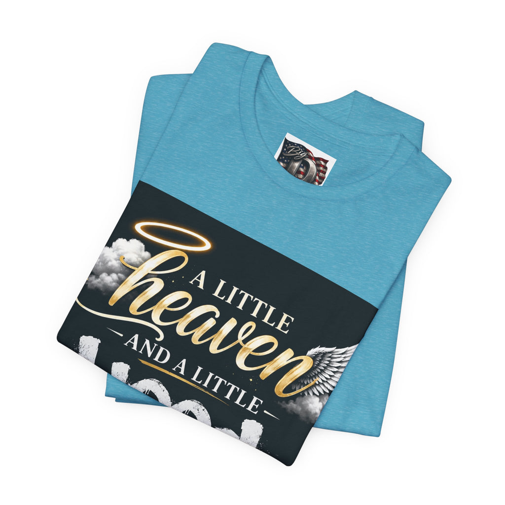 A Little Heaven and a Little Hood T-Shirt | Script Angel Wings Graphic, Bold Street Quote