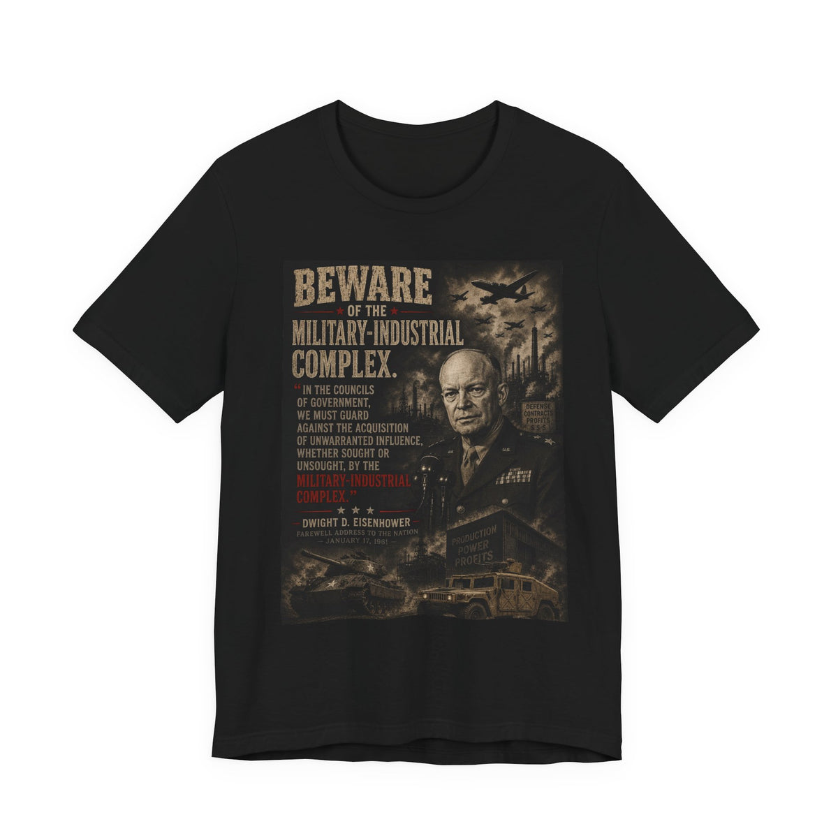 Beware of the Military-Industrial Complex T-Shirt | Vintage Political Poster Tee