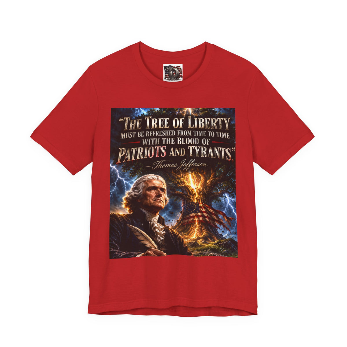 Tree of Liberty quote Tee | George Washington portrait, lightning, dramatic patriotic design