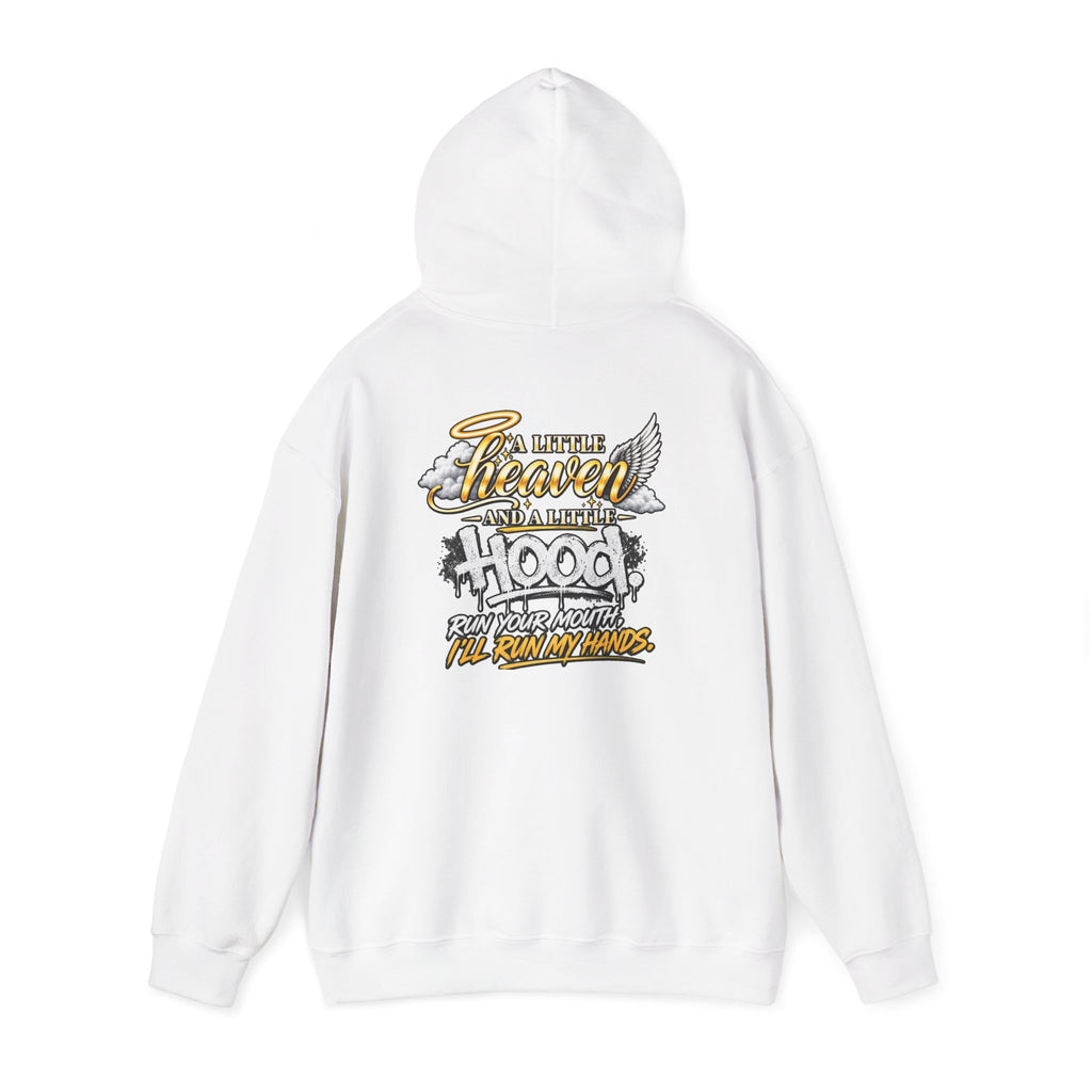Christian In Progress hoodie | Faith Script Front, Heaven Graphic Back