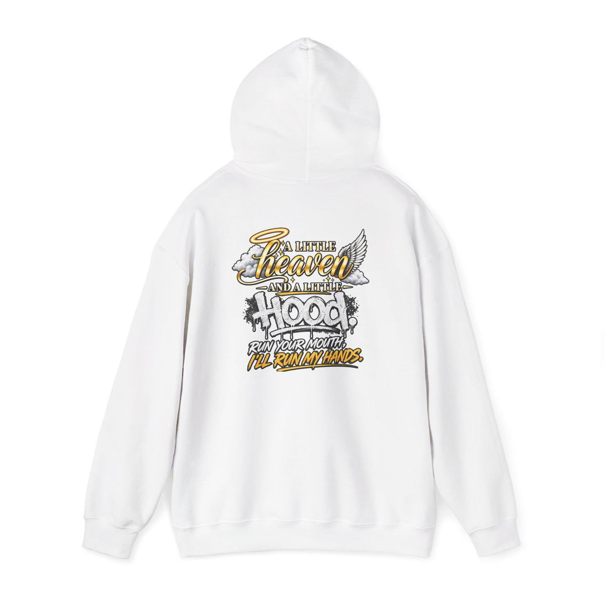 Christian In Progress hoodie | Faith Script Front, Heaven Graphic Back