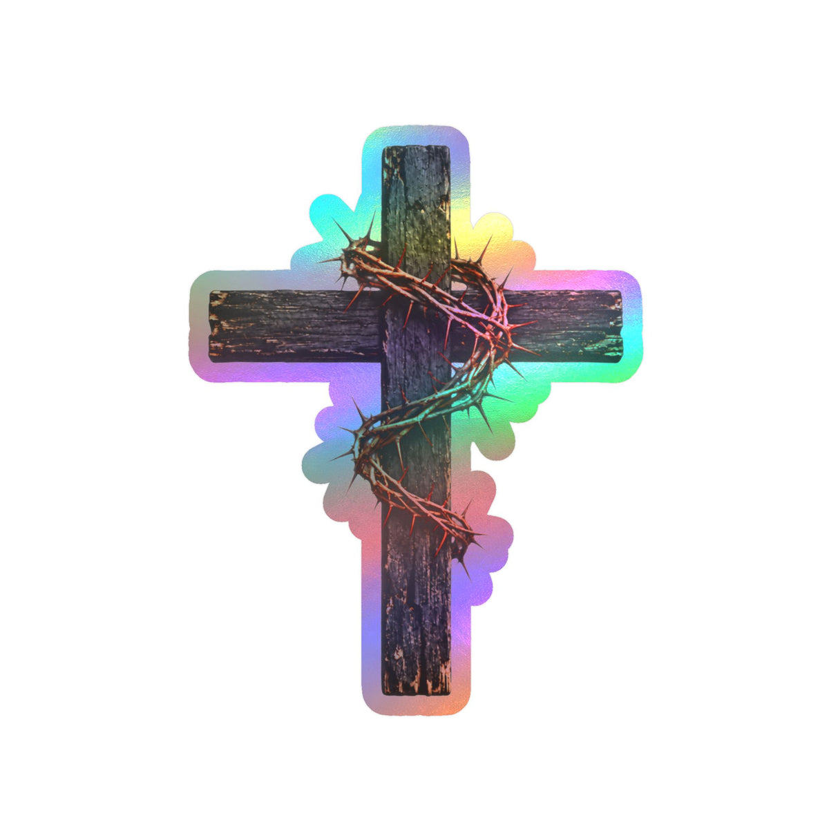 Cross and Crown of Thorns Kiss-Cut Vinyl Decal