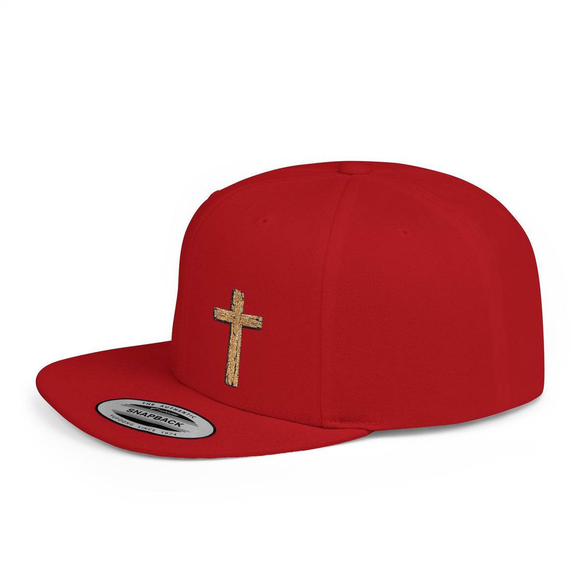 Gold Glitter Cross Flat Bill Snapback Hat