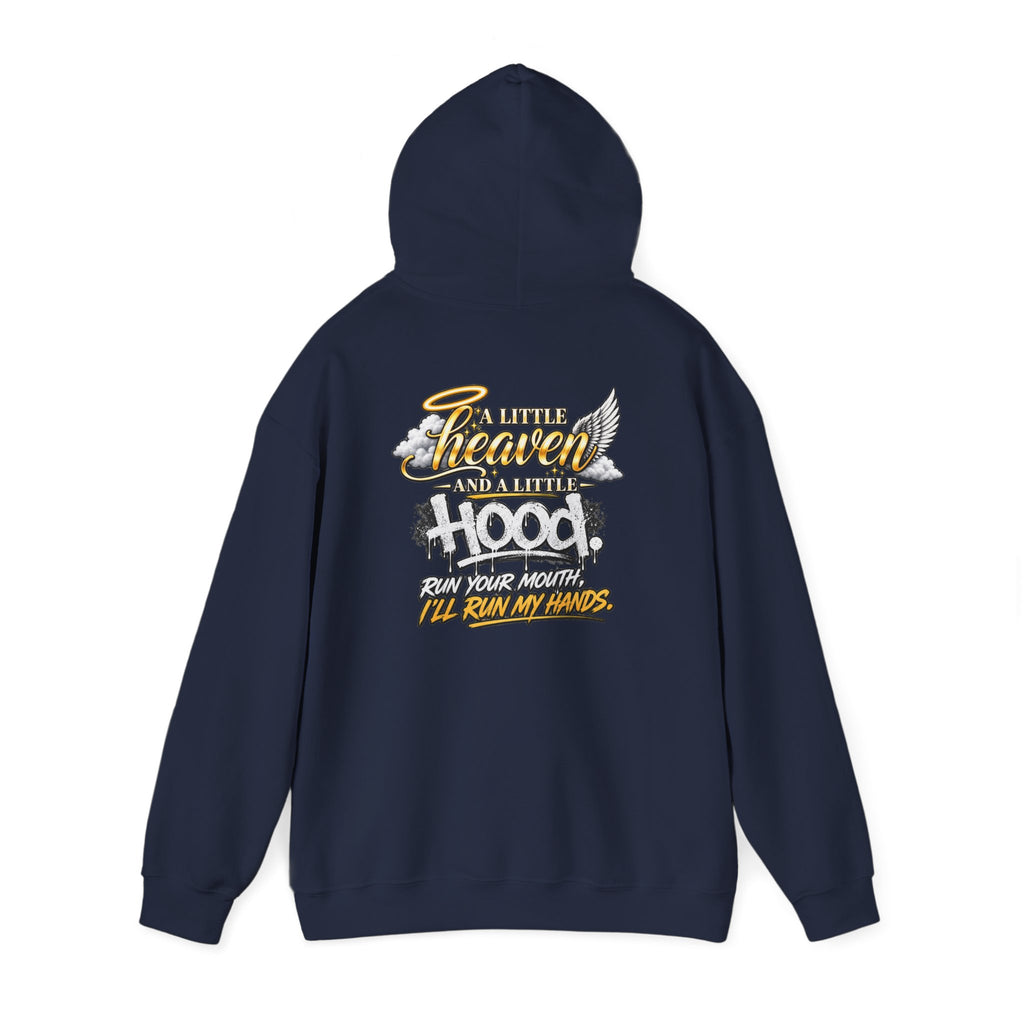Christian In Progress hoodie | Faith Script Front, Heaven Graphic Back