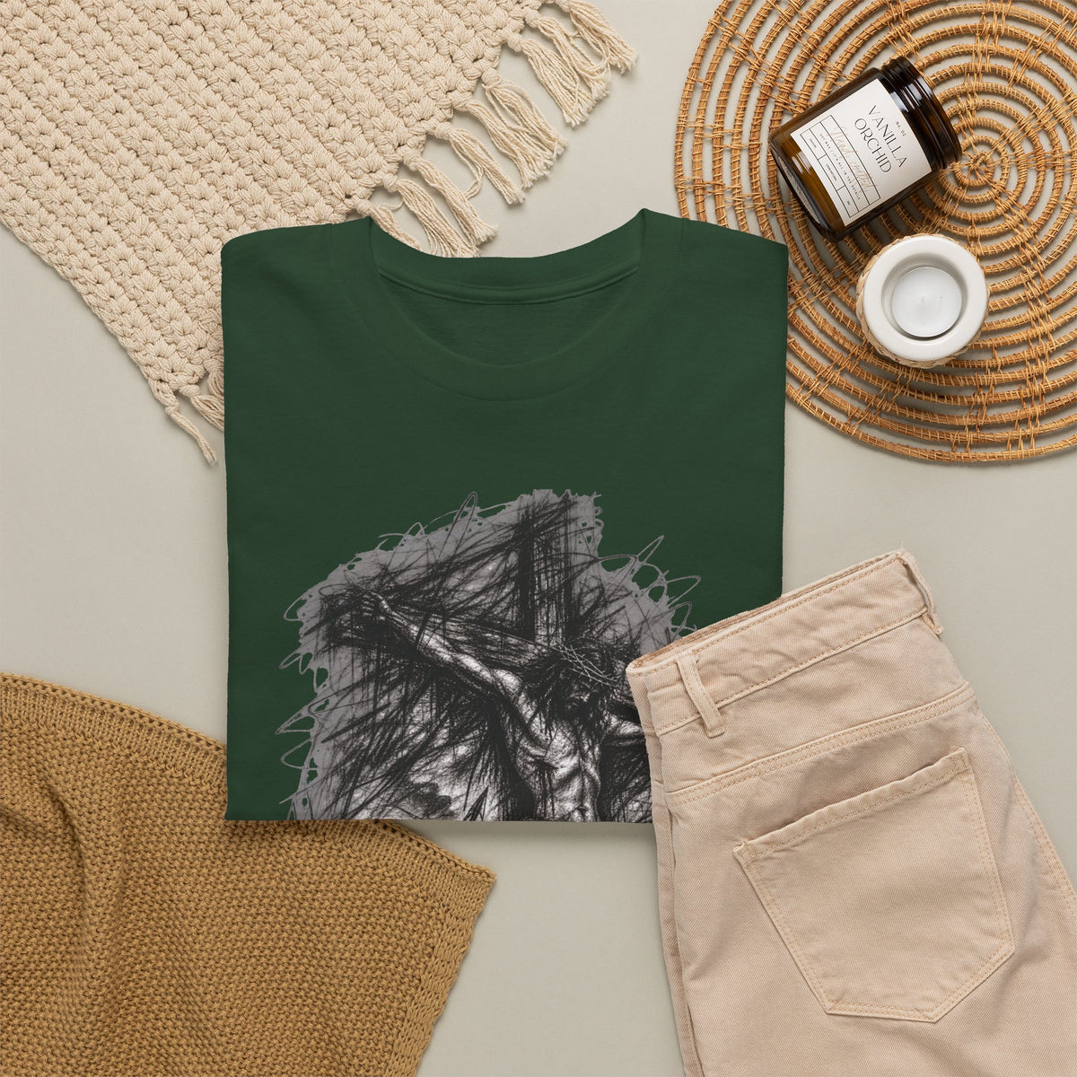 Jesus on the Cross Sketch T-Shirt – Christian Faith Design