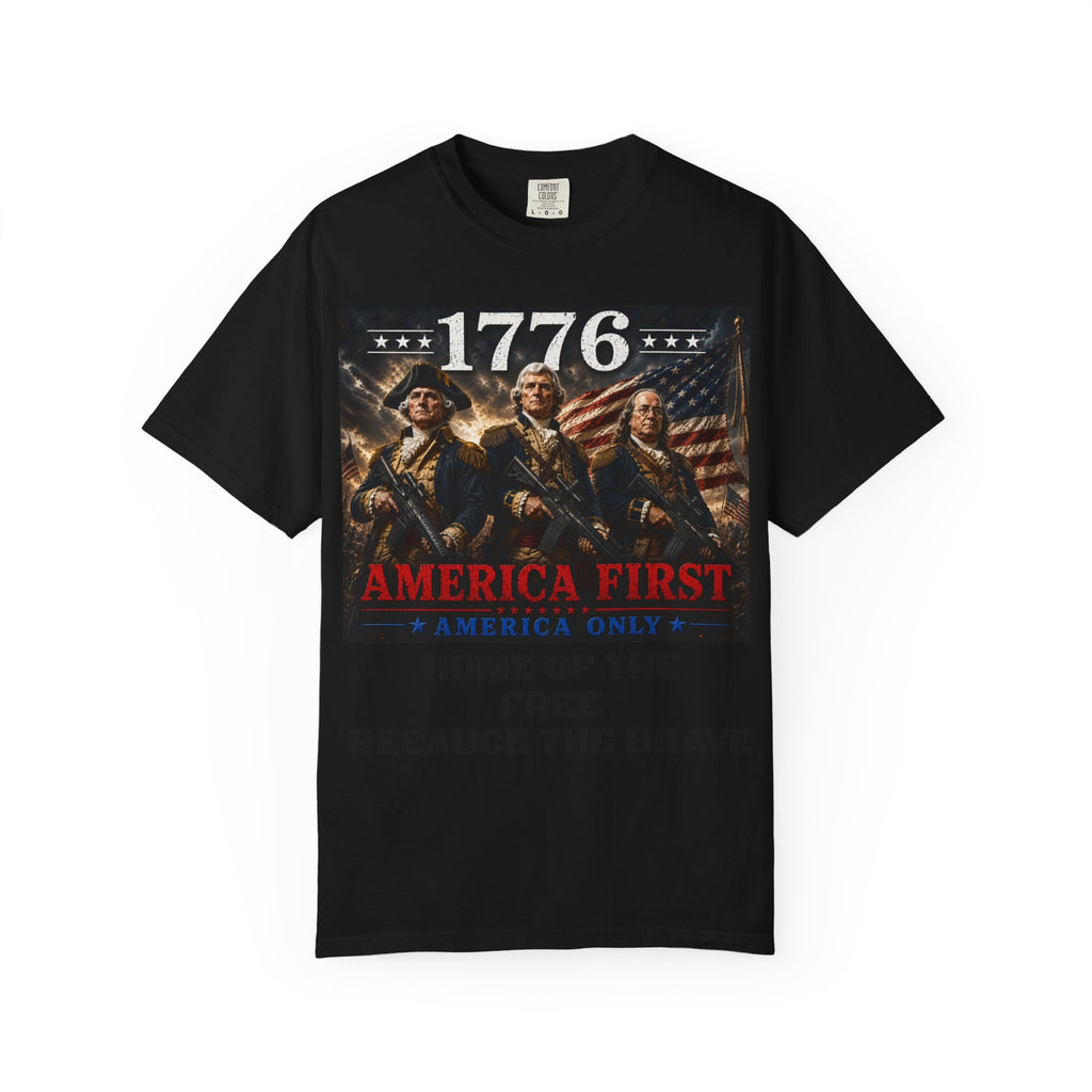1776 Revolutionary Soldiers America First T-Shirt | Home of the Free