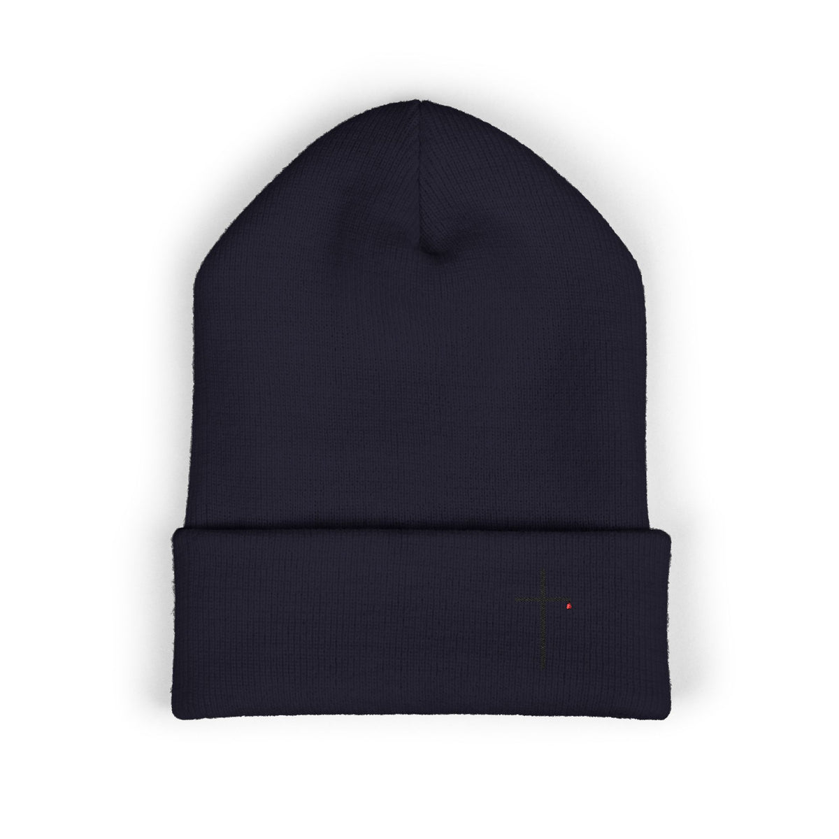 Embroidered Minimal Cross Cuffed Beanie