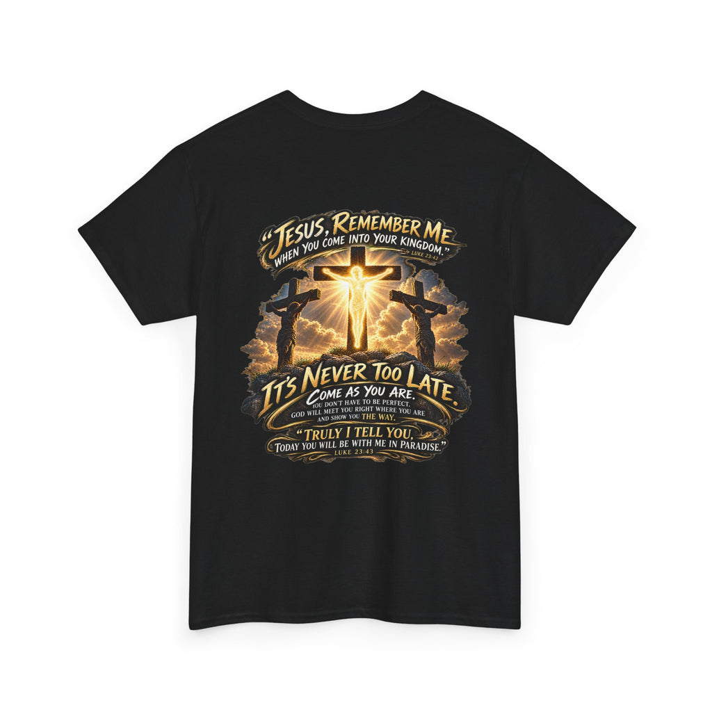 Christian Cross Chest Tee — Small Floral Cross T-Shirt