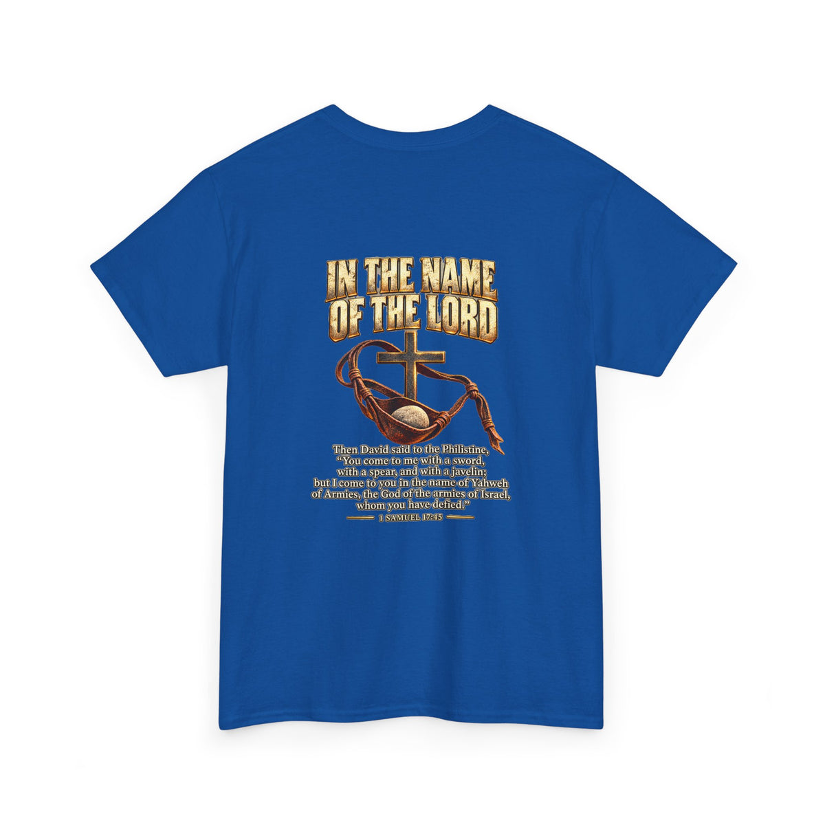 Christian Faith T-Shirt — "In the Name of the Lord" Cross & Scripture Graphic Tee