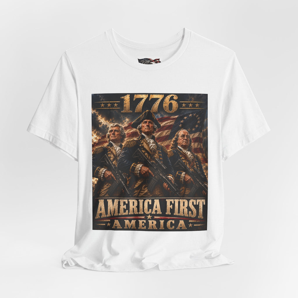 1776 Revolutionary Soldiers America First T-Shirt | Patriotic Independence Design