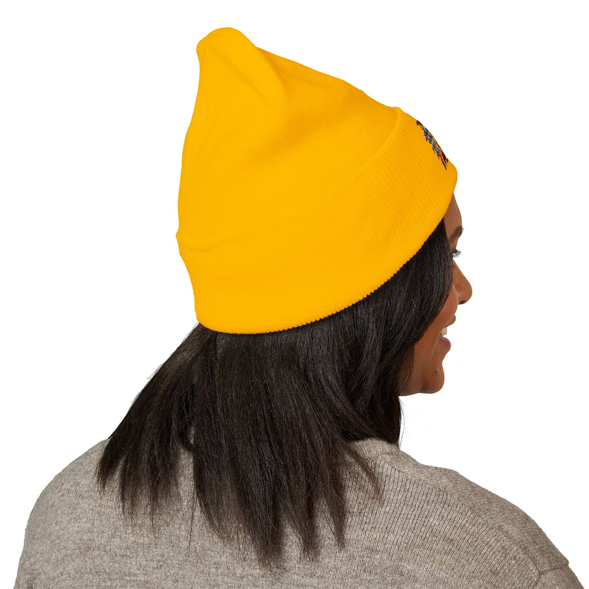 Embroidered 'Love' Script Cuffed Beanie - Classic Knit Winter Hat