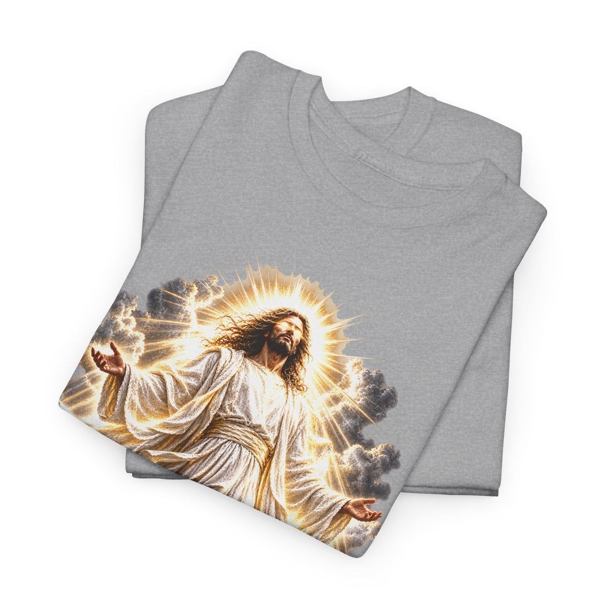 Jesus Ascending from Clouds Christian Faith T-Shirt