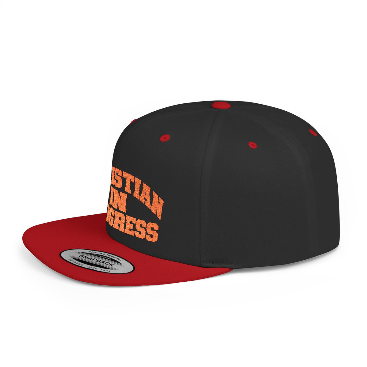 Snapback Hat — "Christian In Progress" Embroidered Flat Bill