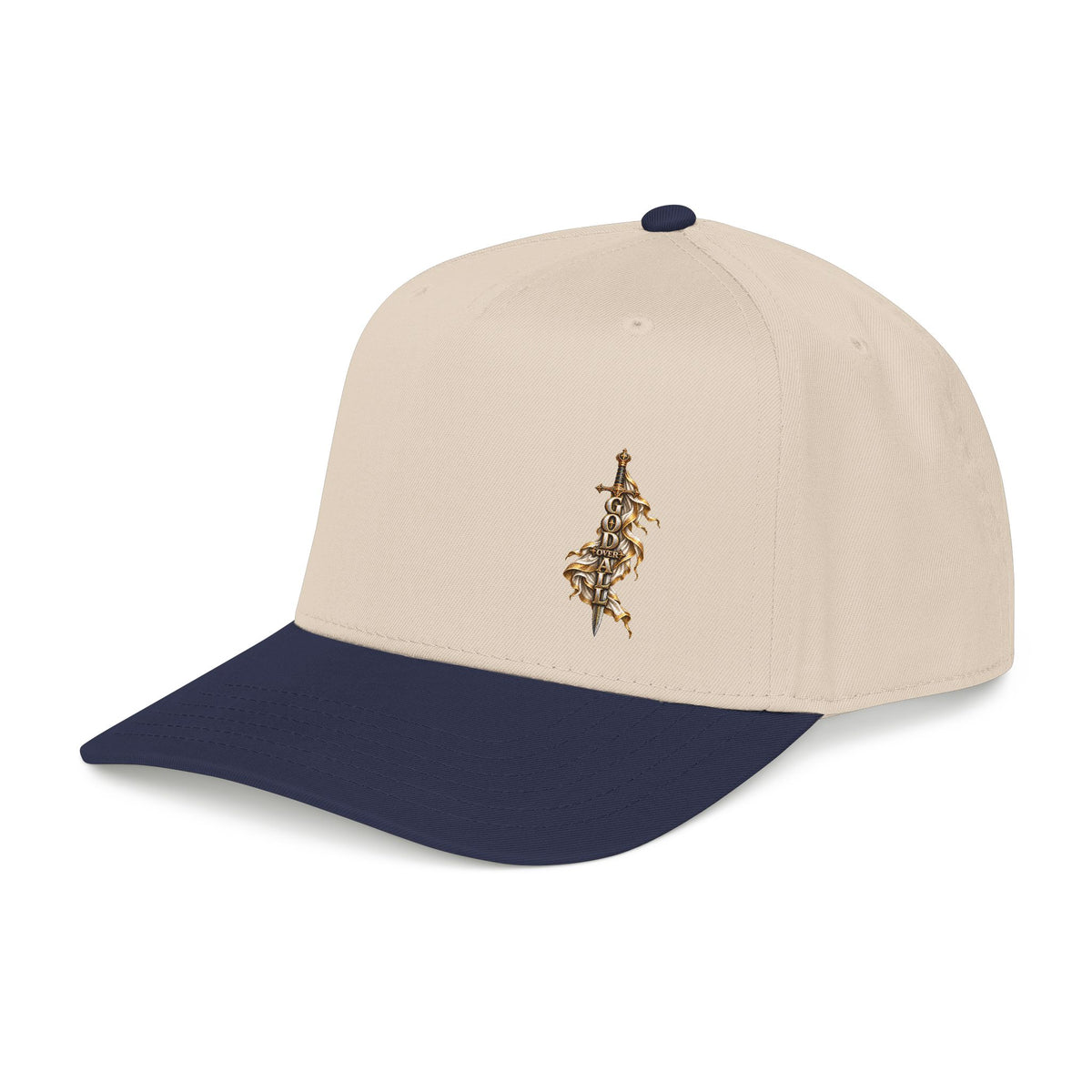 Baseball Cap — Ornate Gold Floral Cross Embroidered