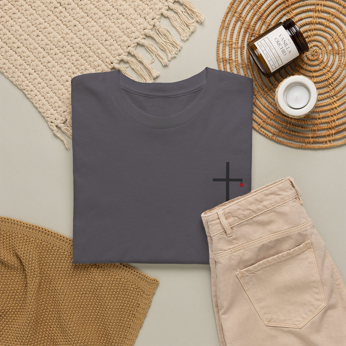 Minimal Cross T-Shirt — Small Chest Christian Cross Tee