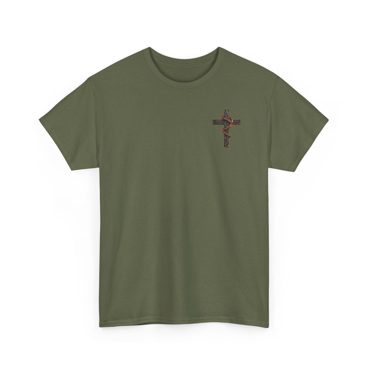 Christian Cross Chest Tee — Small Floral Cross T-Shirt