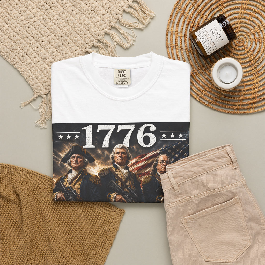 1776 Revolutionary Soldiers America First T-Shirt | Home of the Free