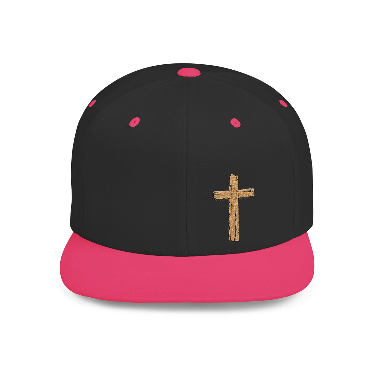 Gold Glitter Cross Flat Bill Snapback Hat