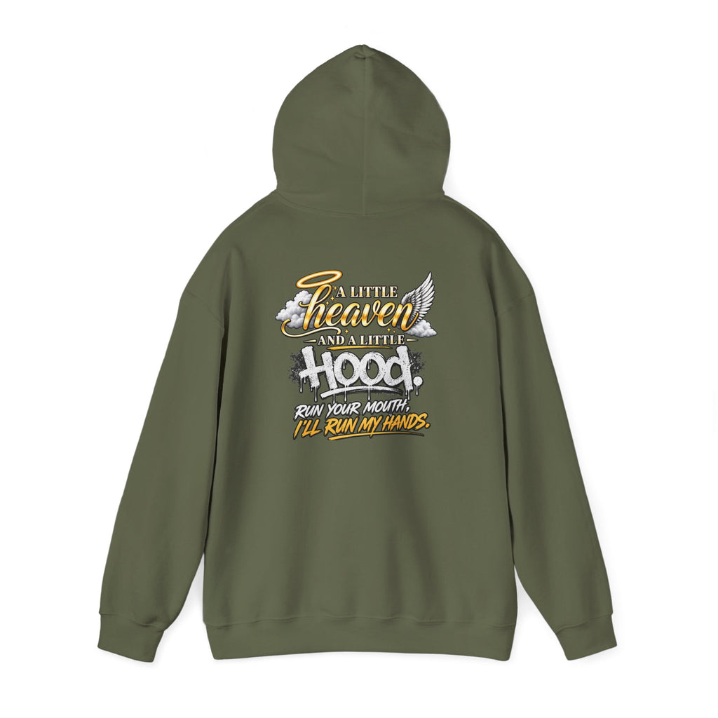 Christian In Progress hoodie | Faith Script Front, Heaven Graphic Back