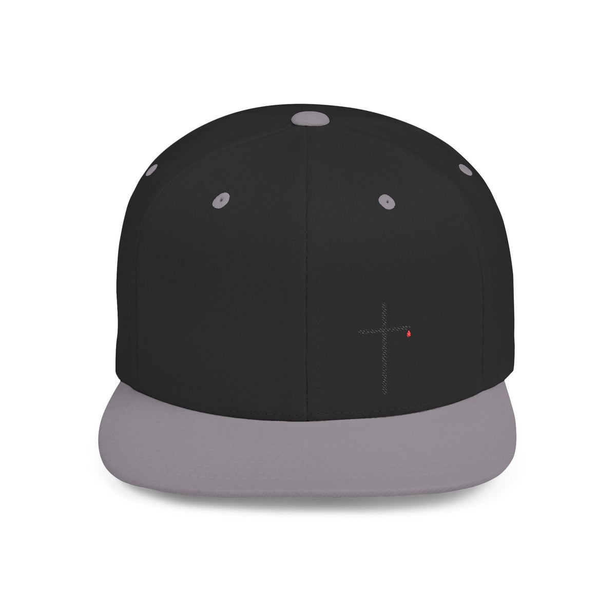 Embroidered Cross Snapback Hat — Minimal Christian Flat Bill Cap