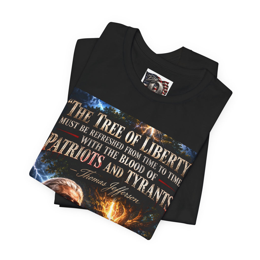 Tree of Liberty quote Tee | George Washington portrait, lightning, dramatic patriotic design