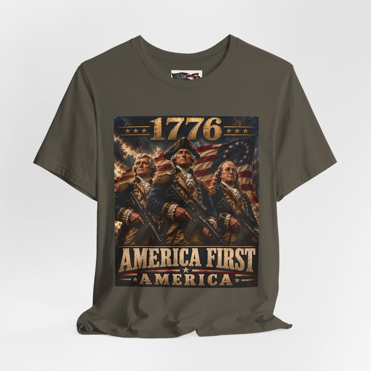 1776 Revolutionary Soldiers America First T-Shirt | Patriotic Independence Design