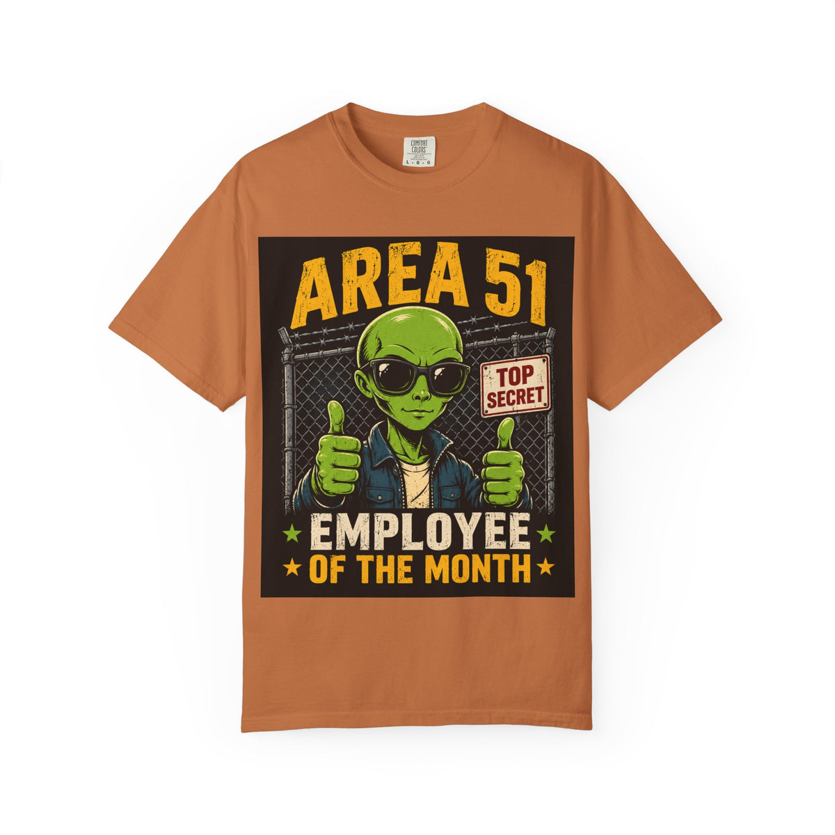 Area 51 Employee of the Month T-Shirt | Alien Thumbs Up Top Secret Design