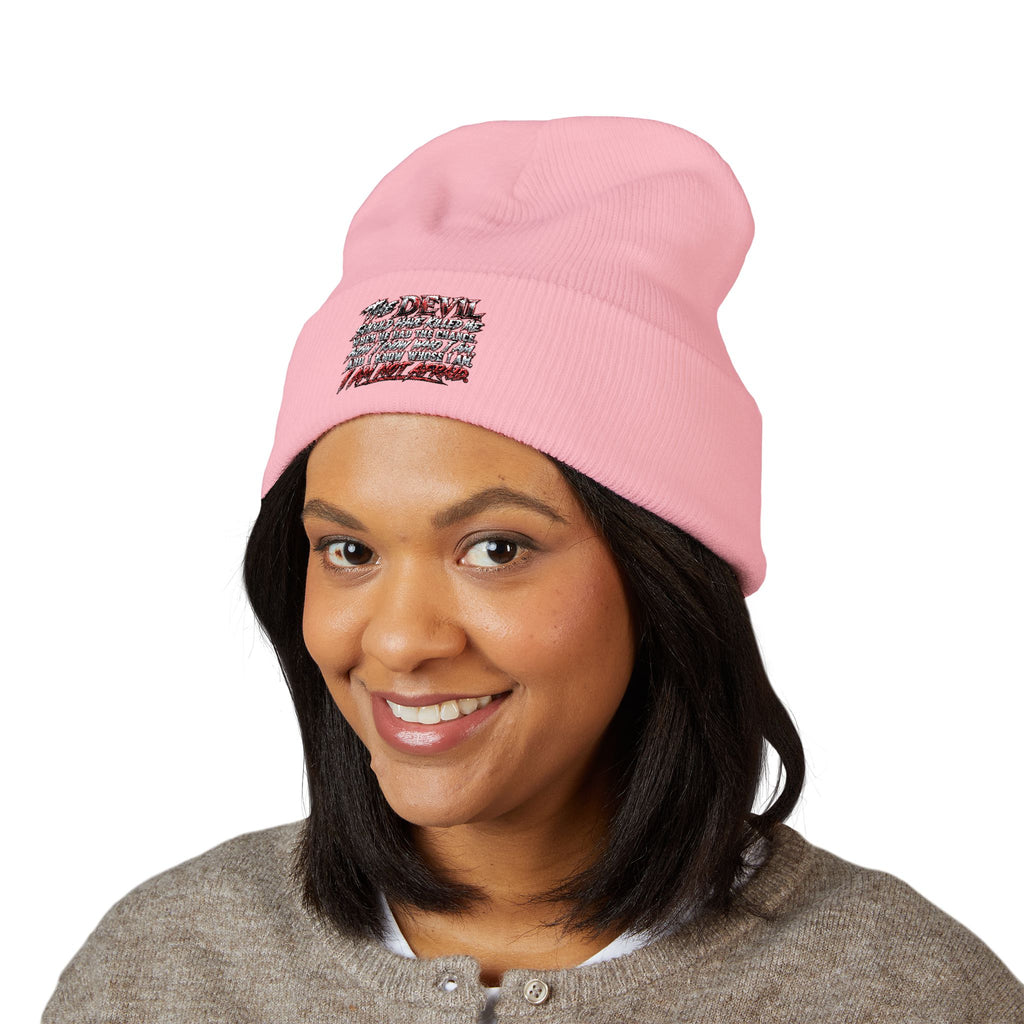 Embroidered 'Love' Script Cuffed Beanie - Classic Knit Winter Hat