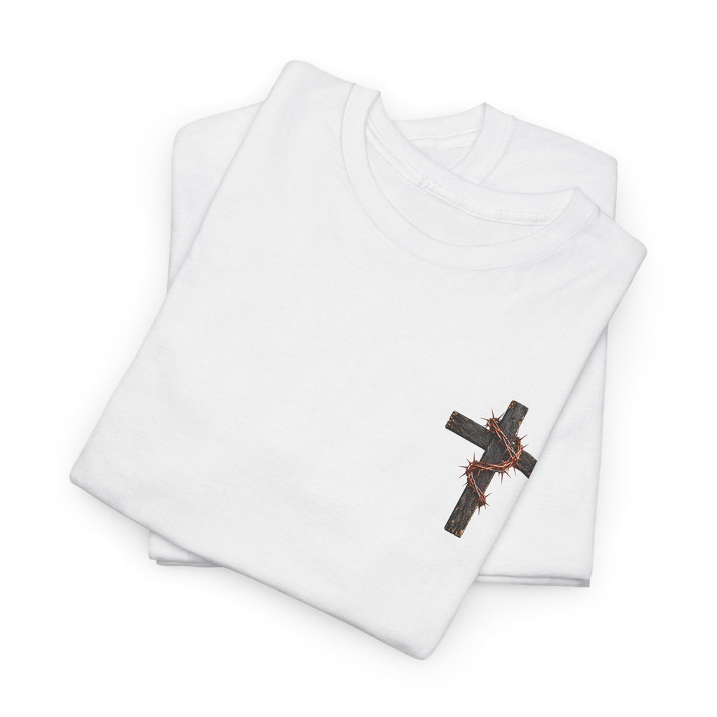 Christian Cross Chest Tee — Small Floral Cross T-Shirt