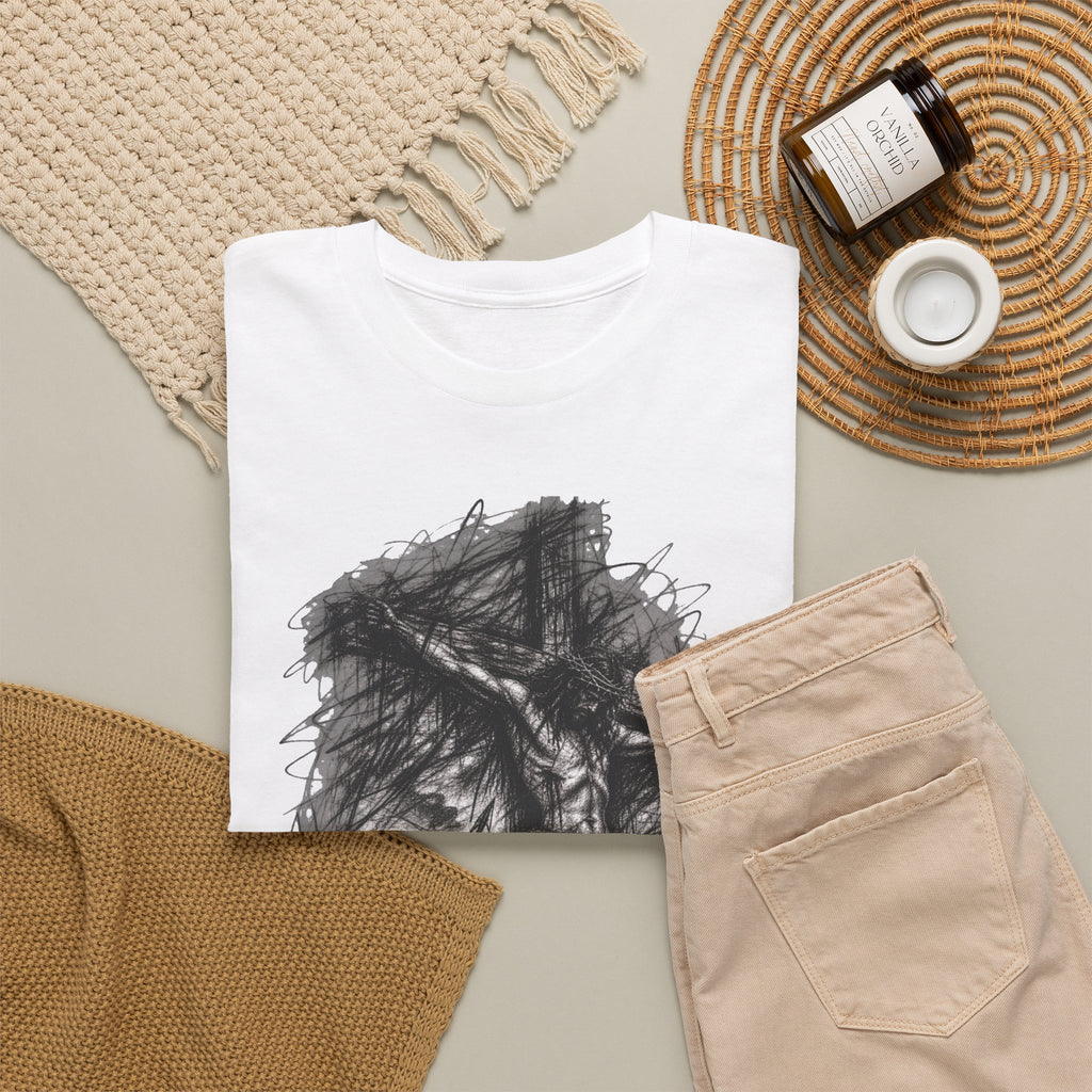 Jesus on the Cross Sketch T-Shirt – Christian Faith Design