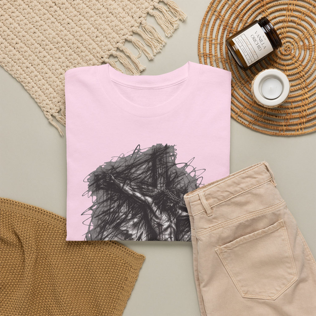 Jesus on the Cross Sketch T-Shirt – Christian Faith Design
