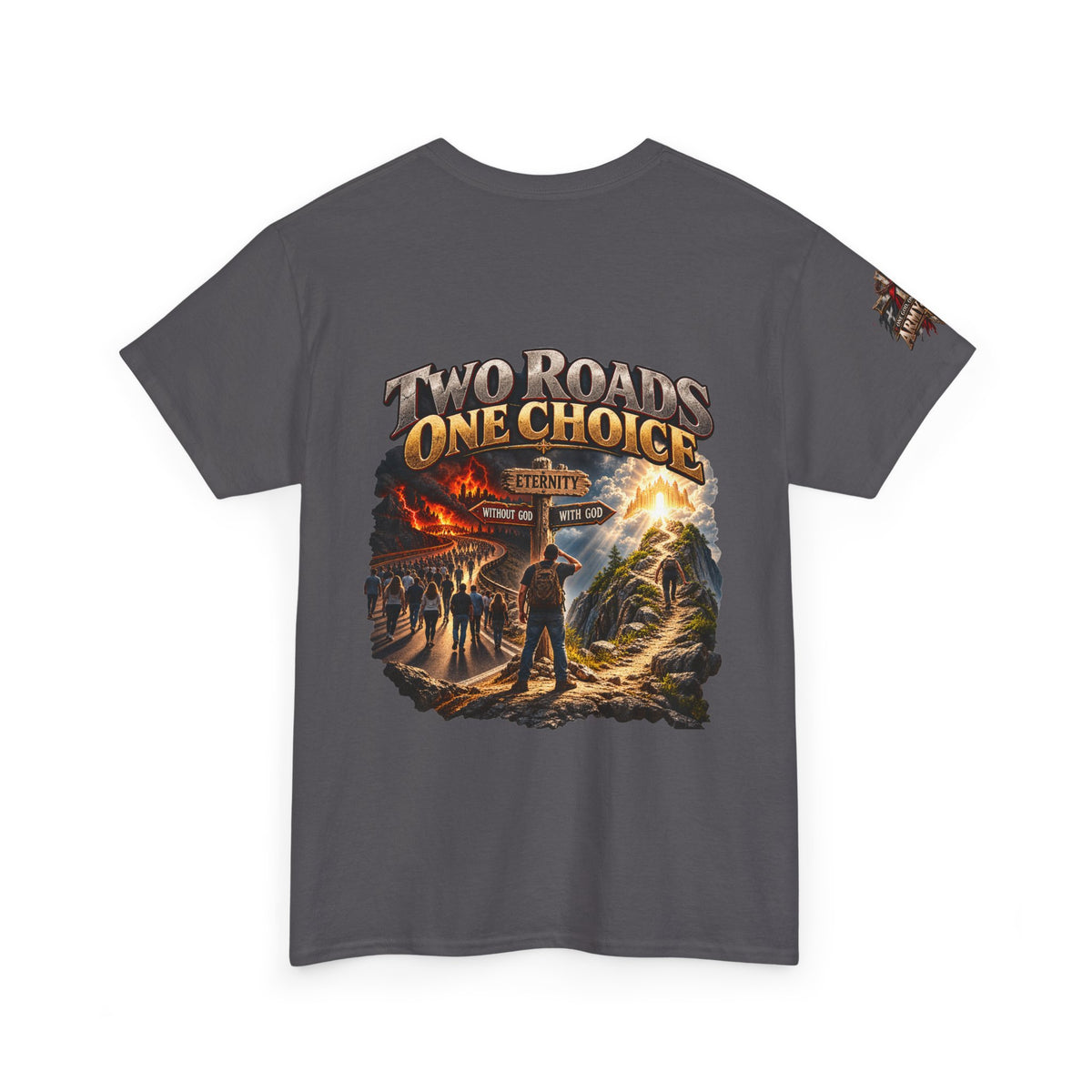 Two Roads One Choice T‑Shirt — Christian Cross Faith Graphic Tee