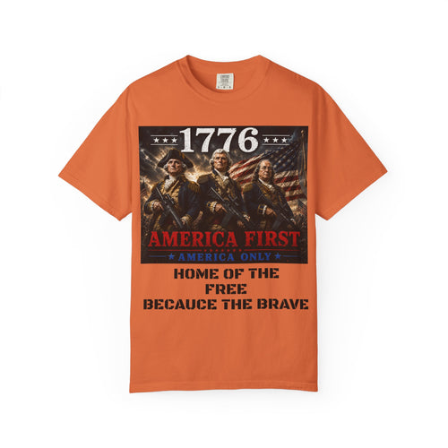 1776 Revolutionary Soldiers America First T-Shirt | Home of the Free
