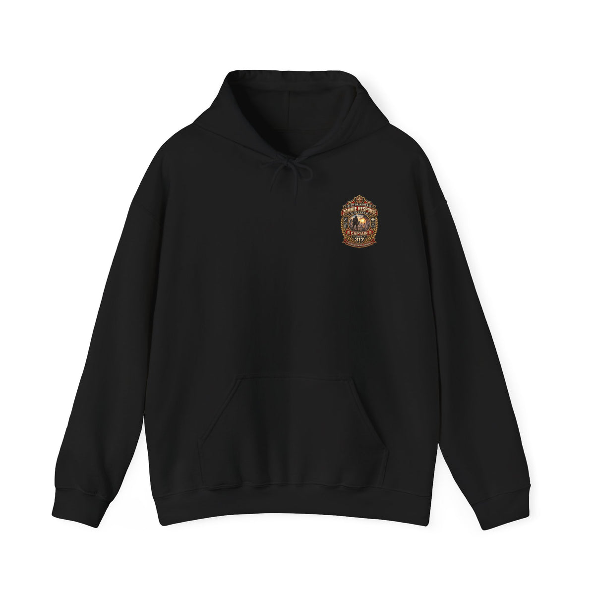 Vintage Firefighter Captain Emblem Hooded Sweatshirt