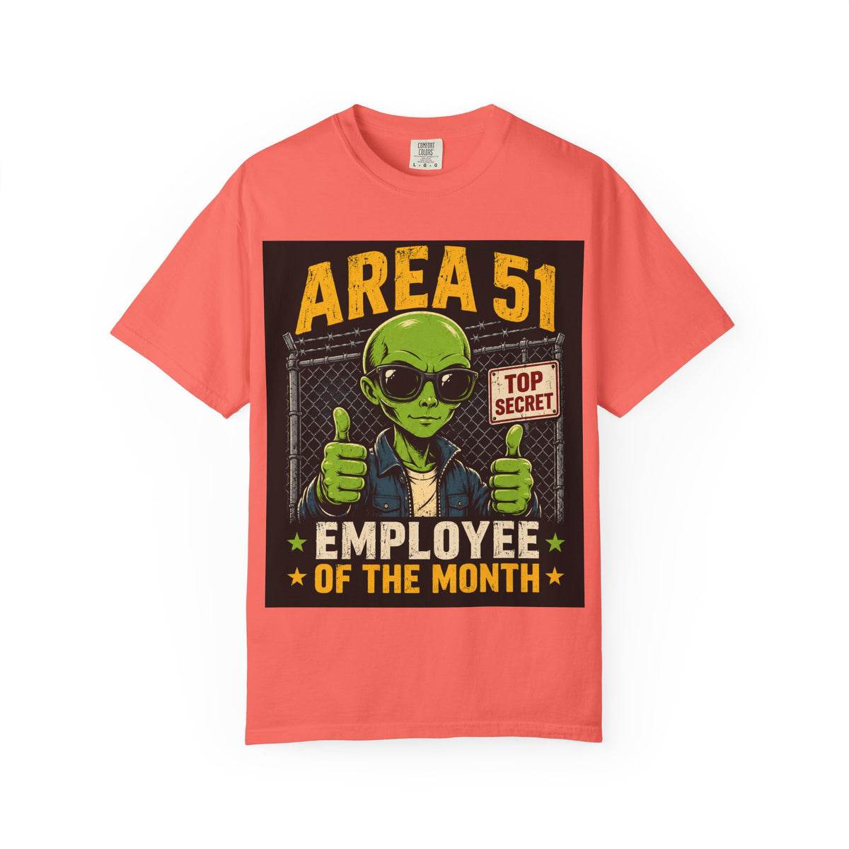 Area 51 Employee of the Month T-Shirt | Alien Thumbs Up Top Secret Design