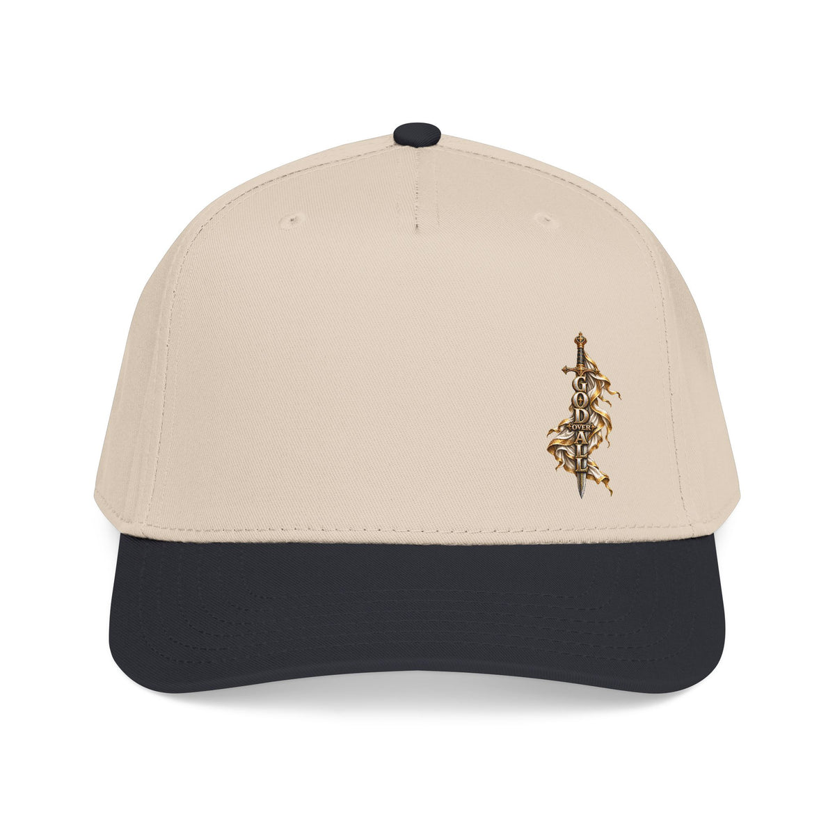 Baseball Cap — Ornate Gold Floral Cross Embroidered